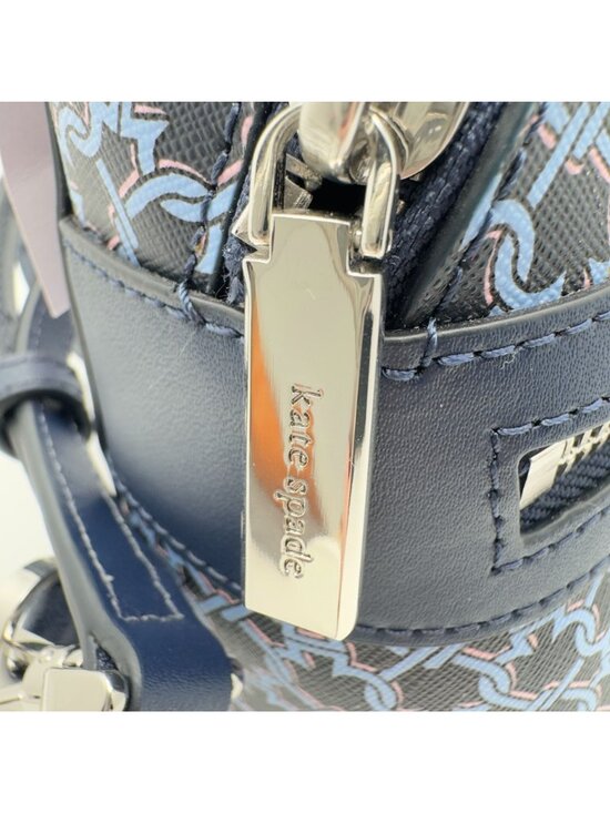 NWT Kate Spade New York Link Mini Convertible Backpack Blue Multi Coated Canvas main image 11